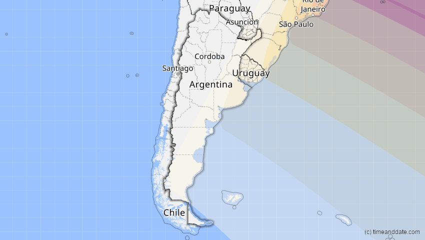 A map of Argentinien, showing the path of the 5. Jan 2057 Totale Sonnenfinsternis