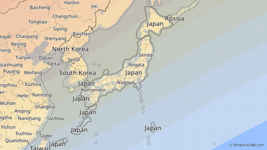 A map of Japan, showing the path of the 2. Jul 2057 Ringförmige Sonnenfinsternis