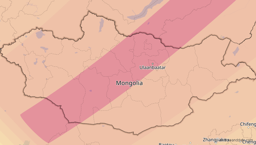 A map of Mongolei, showing the path of the 2. Jul 2057 Ringförmige Sonnenfinsternis
