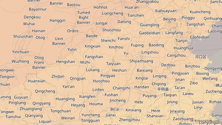 A map of Shanxi, China, showing the path of the 2. Jul 2057 Ringförmige Sonnenfinsternis