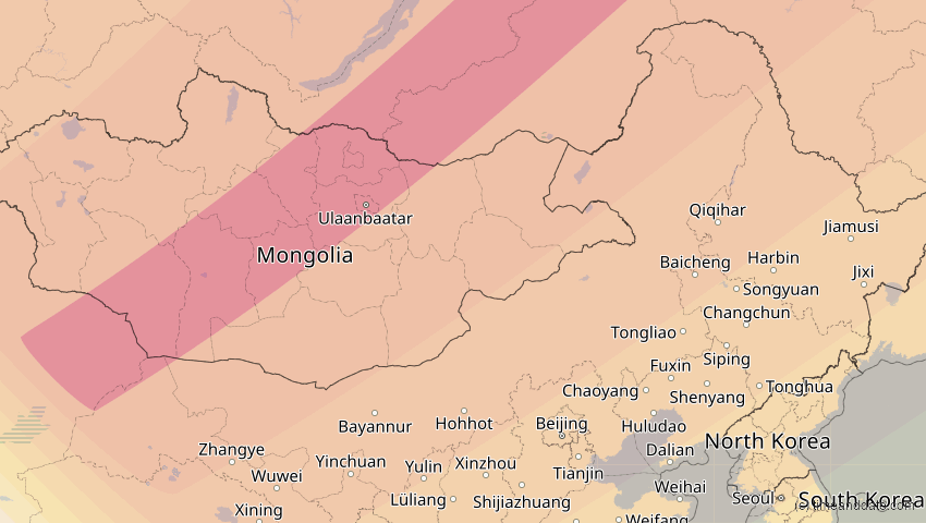 A map of Innere Mongolei, China, showing the path of the 2. Jul 2057 Ringförmige Sonnenfinsternis