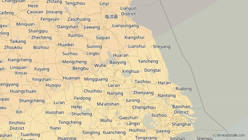A map of Jiangsu, China, showing the path of the 2. Jul 2057 Ringförmige Sonnenfinsternis