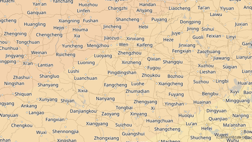 A map of Henan, China, showing the path of the 2. Jul 2057 Ringförmige Sonnenfinsternis