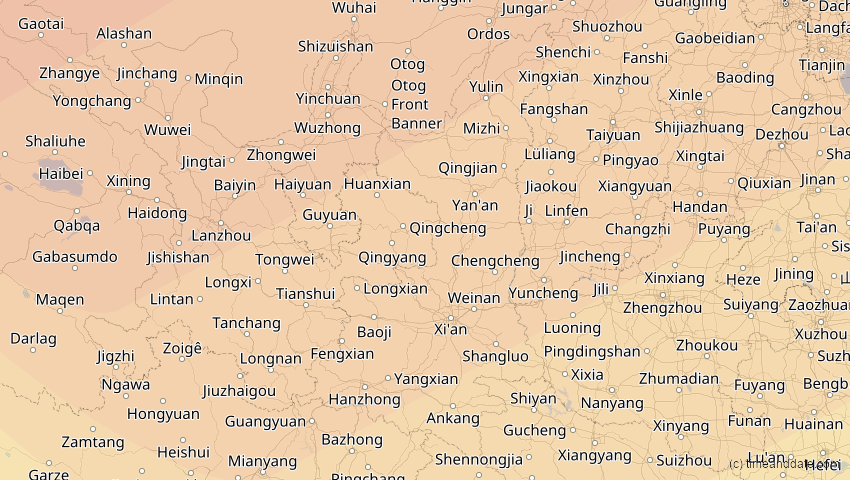 A map of Shaanxi, China, showing the path of the 2. Jul 2057 Ringförmige Sonnenfinsternis