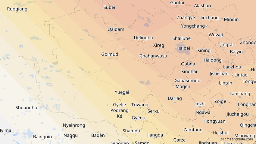 A map of Qinghai, China, showing the path of the 2. Jul 2057 Ringförmige Sonnenfinsternis