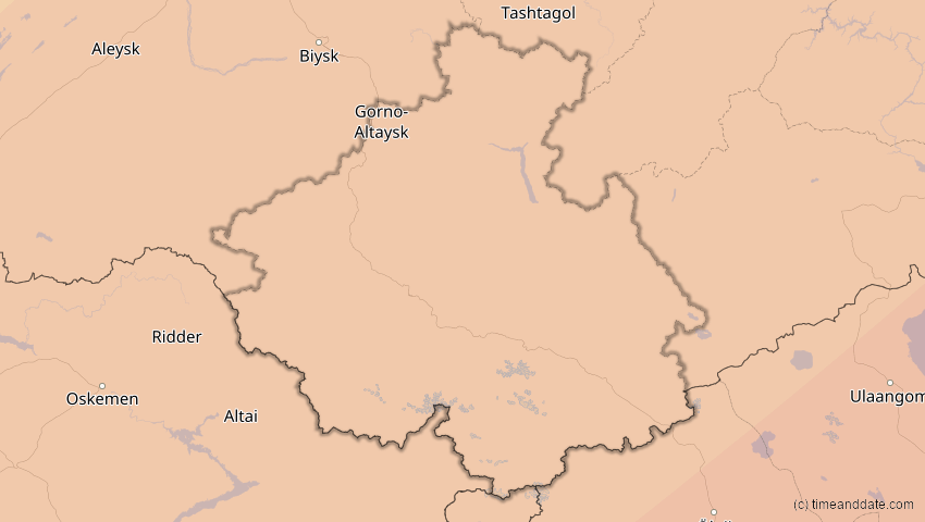 A map of Altai, Russland, showing the path of the 2. Jul 2057 Ringförmige Sonnenfinsternis