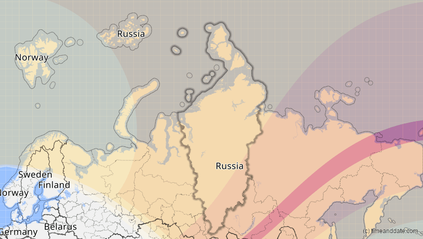 A map of Krasnojarsk, Russland, showing the path of the 2. Jul 2057 Ringförmige Sonnenfinsternis