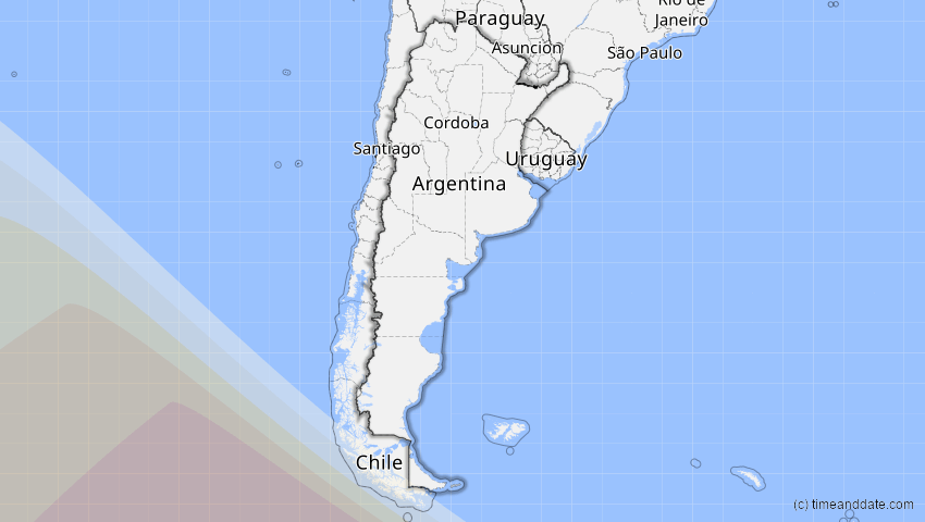 A map of Argentinien, showing the path of the 25–26. Dez 2057 Totale Sonnenfinsternis