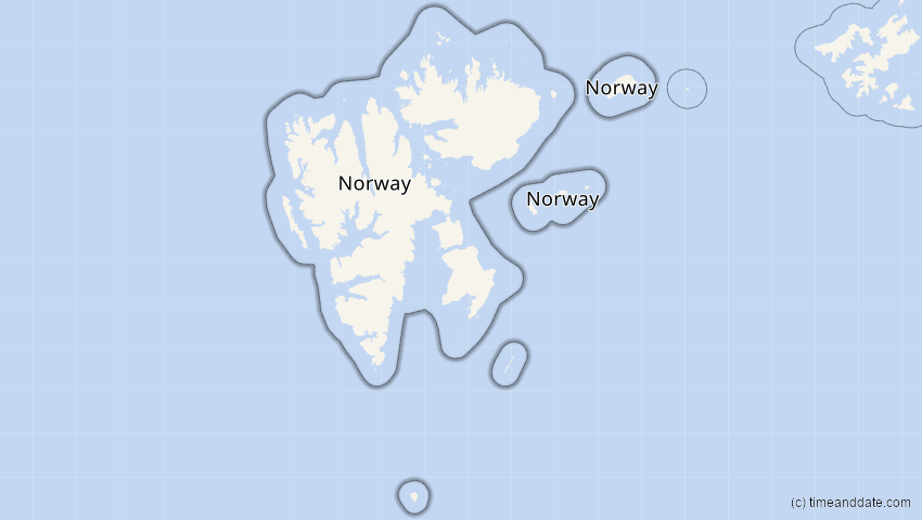 A map of Spitzbergen, Norwegen, showing the path of the 21. Jun 2058 Partielle Sonnenfinsternis