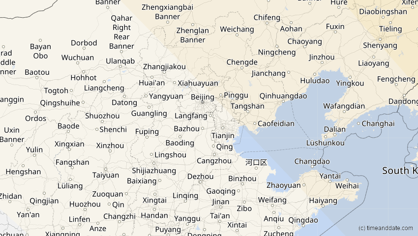 A map of Hebei, China, showing the path of the 16. Nov 2058 Partielle Sonnenfinsternis