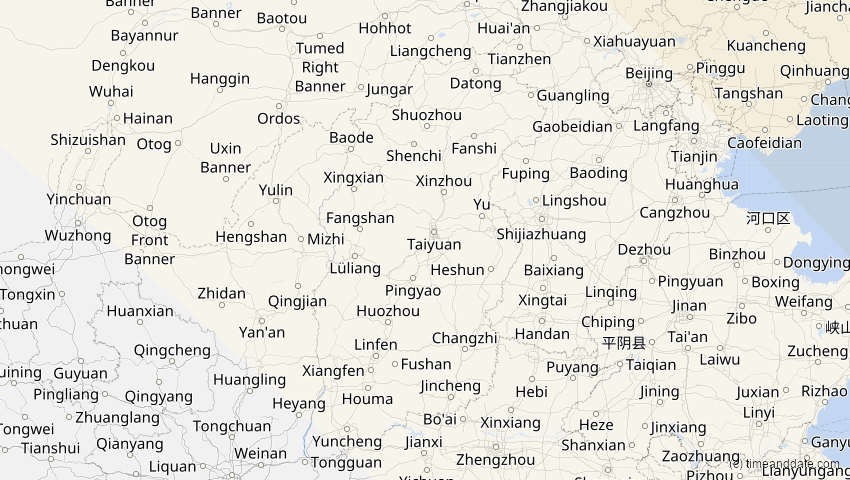 A map of Shanxi, China, showing the path of the 16. Nov 2058 Partielle Sonnenfinsternis
