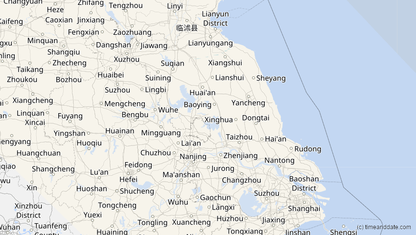 A map of Jiangsu, China, showing the path of the 16. Nov 2058 Partielle Sonnenfinsternis