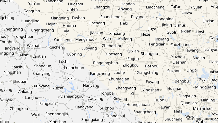 A map of Henan, China, showing the path of the 16. Nov 2058 Partielle Sonnenfinsternis