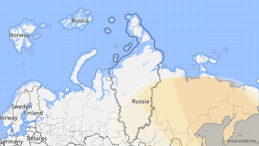 A map of Krasnojarsk, Russland, showing the path of the 16. Nov 2058 Partielle Sonnenfinsternis