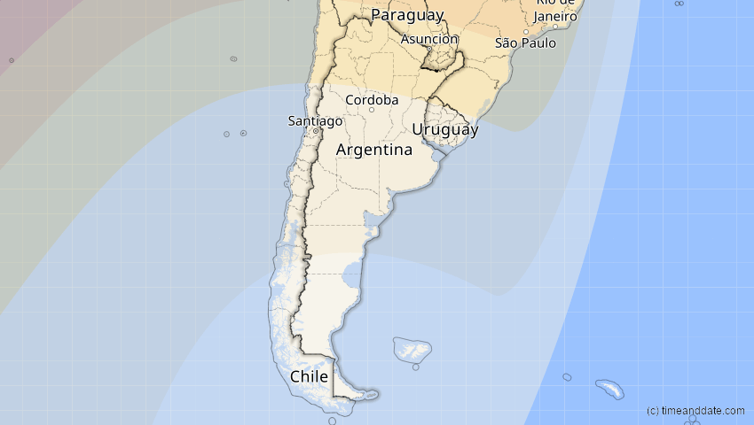 A map of Argentinien, showing the path of the 11. Mai 2059 Totale Sonnenfinsternis