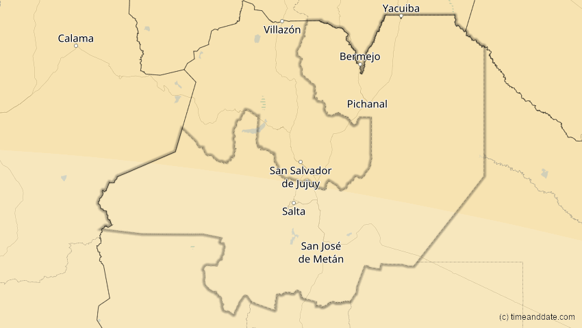 A map of Salta, Argentinien, showing the path of the 11. Mai 2059 Totale Sonnenfinsternis