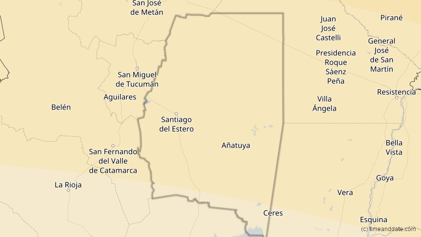 A map of Santiago del Estero, Argentinien, showing the path of the 11. Mai 2059 Totale Sonnenfinsternis