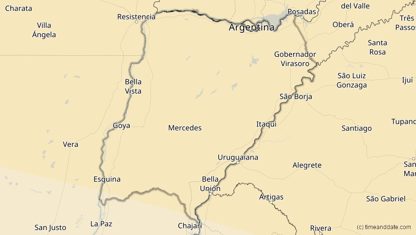 A map of Corrientes, Argentinien, showing the path of the 11. Mai 2059 Totale Sonnenfinsternis