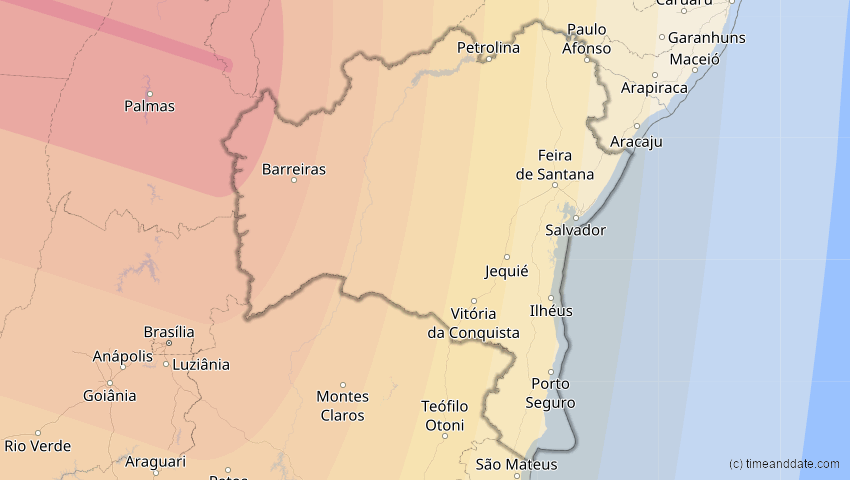 A map of Bahia, Brasilien, showing the path of the 11. Mai 2059 Totale Sonnenfinsternis