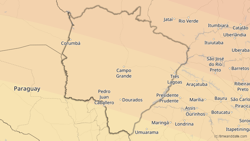 A map of Mato Grosso do Sul, Brasilien, showing the path of the 11. Mai 2059 Totale Sonnenfinsternis