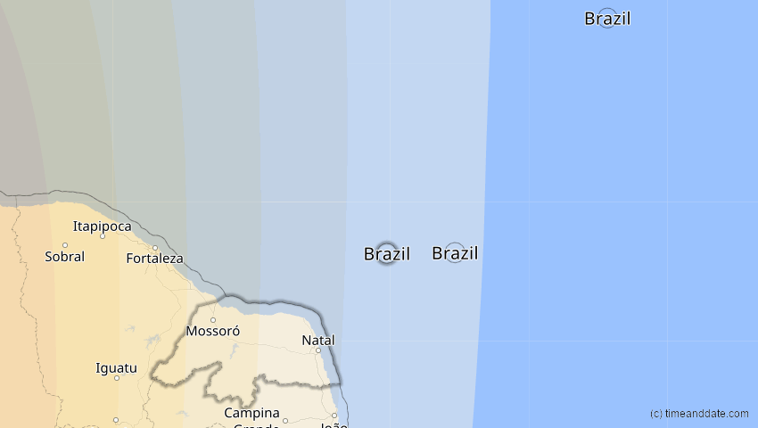 A map of Rio Grande do Norte, Brasilien, showing the path of the 11. Mai 2059 Totale Sonnenfinsternis
