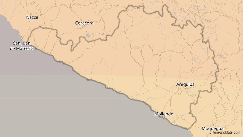 A map of Arequipa, Peru, showing the path of the 11. Mai 2059 Totale Sonnenfinsternis