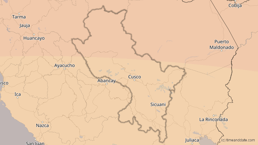 A map of Cusco, Peru, showing the path of the 11. Mai 2059 Totale Sonnenfinsternis