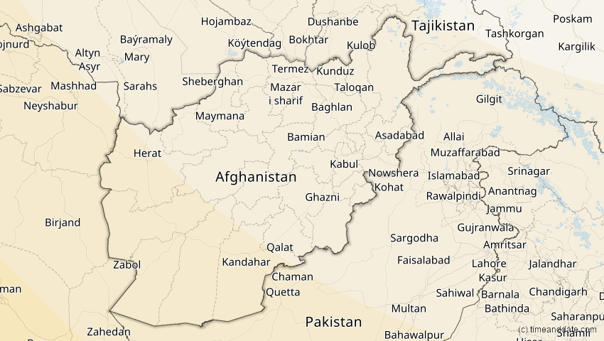 A map of Afghanistan, showing the path of the 5. Nov 2059 Ringförmige Sonnenfinsternis