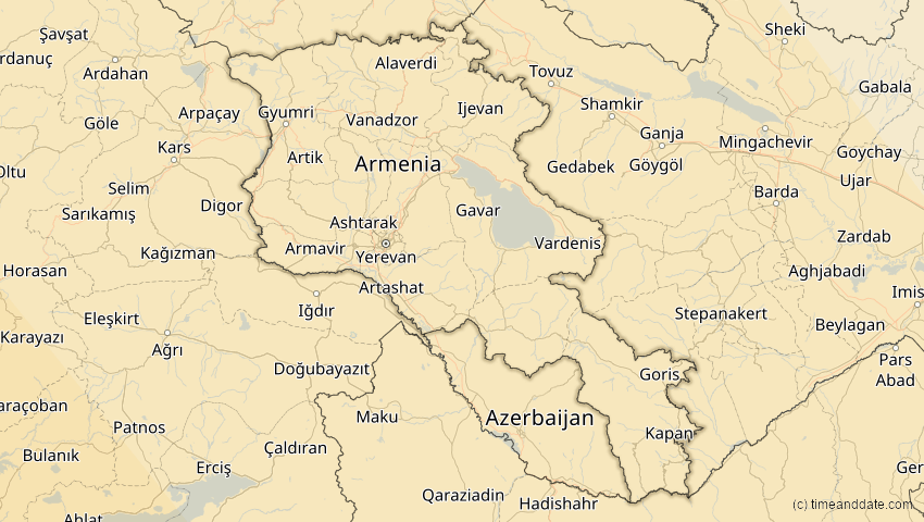 A map of Armenien, showing the path of the 5. Nov 2059 Ringförmige Sonnenfinsternis