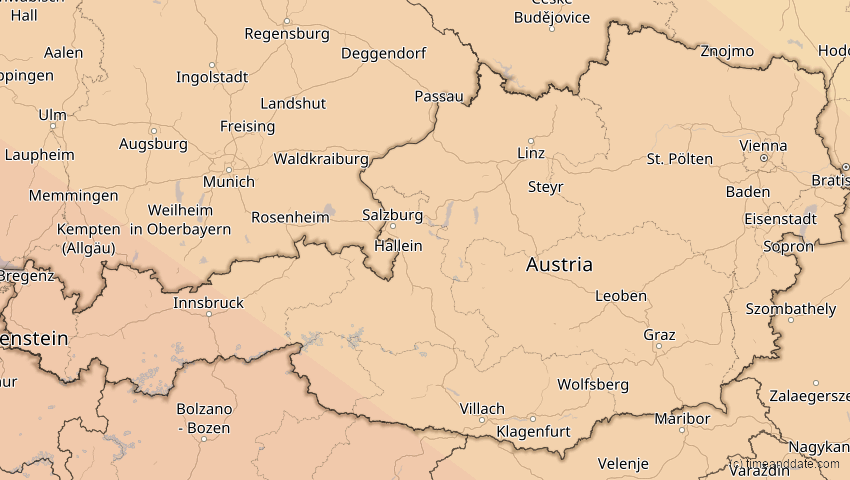 A map of Österreich, showing the path of the 5. Nov 2059 Ringförmige Sonnenfinsternis