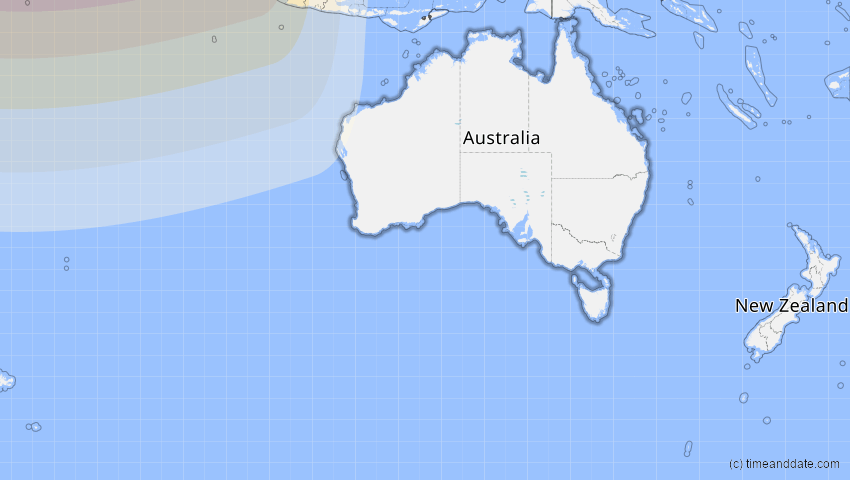 A map of Australien, showing the path of the 5. Nov 2059 Ringförmige Sonnenfinsternis