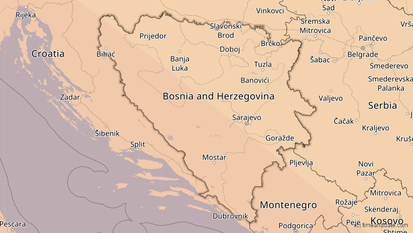 A map of Bosnien und Herzegowina, showing the path of the 5. Nov 2059 Ringförmige Sonnenfinsternis