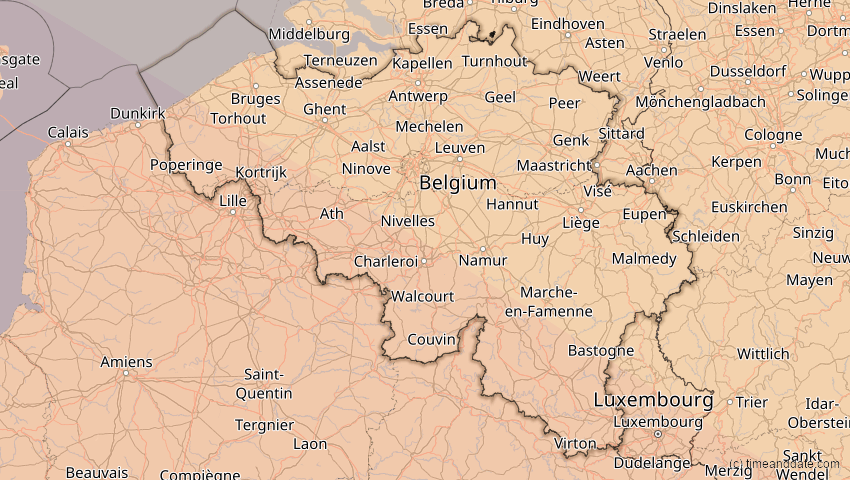A map of Belgien, showing the path of the 5. Nov 2059 Ringförmige Sonnenfinsternis