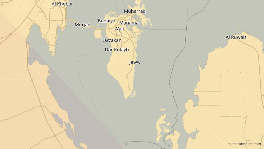 A map of Bahrain, showing the path of the 5. Nov 2059 Ringförmige Sonnenfinsternis