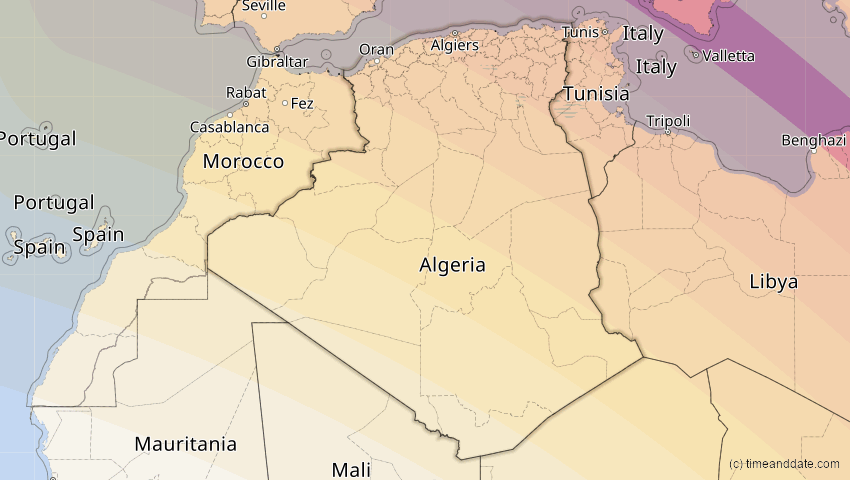 A map of Algerien, showing the path of the 5. Nov 2059 Ringförmige Sonnenfinsternis