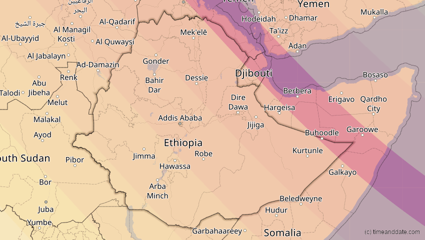 A map of Äthiopien, showing the path of the 5. Nov 2059 Ringförmige Sonnenfinsternis