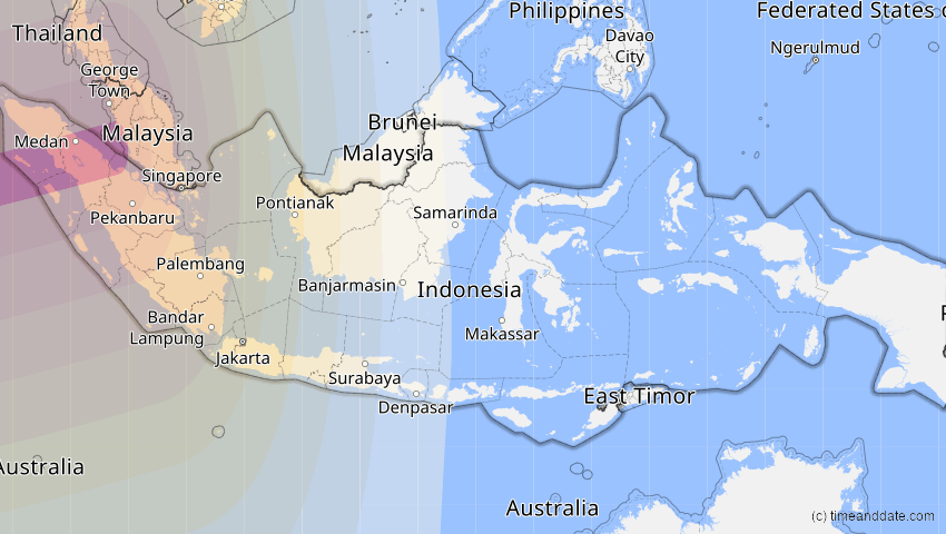 A map of Indonesien, showing the path of the 5. Nov 2059 Ringförmige Sonnenfinsternis