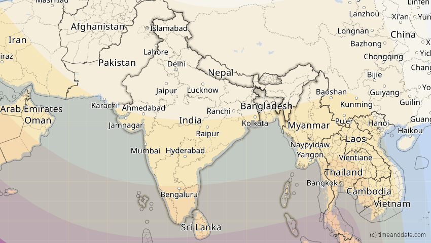 A map of Indien, showing the path of the 5. Nov 2059 Ringförmige Sonnenfinsternis
