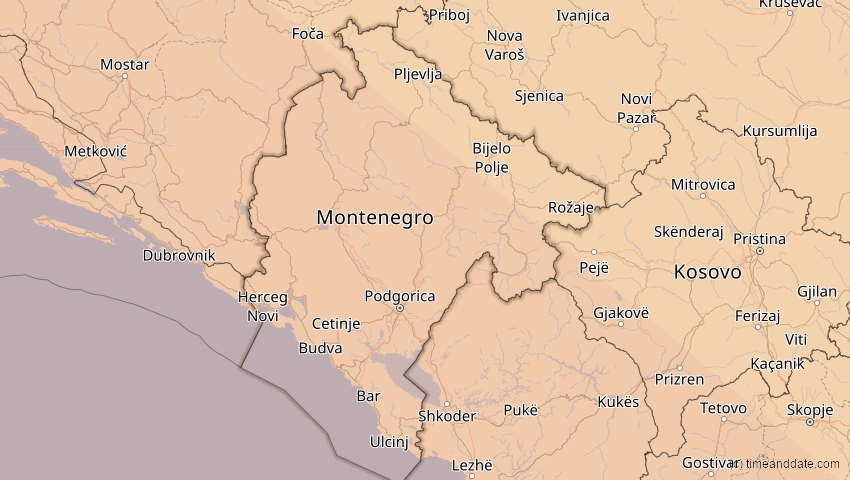 A map of Montenegro, showing the path of the 5. Nov 2059 Ringförmige Sonnenfinsternis