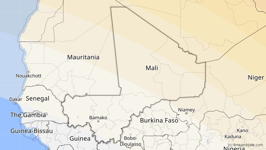 A map of Mali, showing the path of the 5. Nov 2059 Ringförmige Sonnenfinsternis