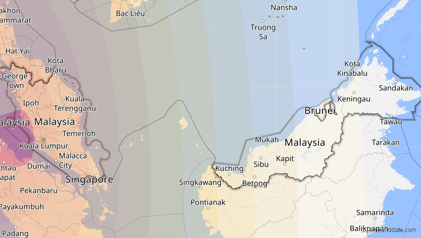 A map of Malaysia, showing the path of the 5. Nov 2059 Ringförmige Sonnenfinsternis