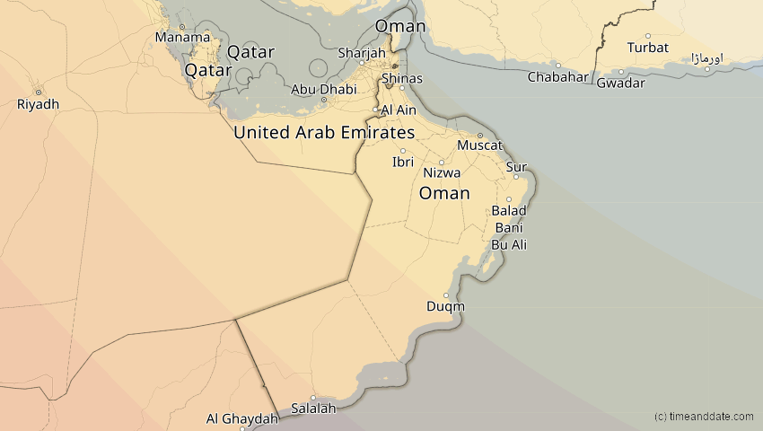 A map of Oman, showing the path of the 5. Nov 2059 Ringförmige Sonnenfinsternis