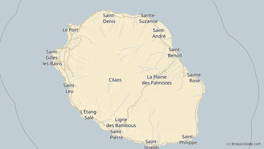 A map of Réunion, showing the path of the 5. Nov 2059 Ringförmige Sonnenfinsternis