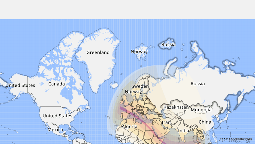 A map of Russland, showing the path of the 5. Nov 2059 Ringförmige Sonnenfinsternis