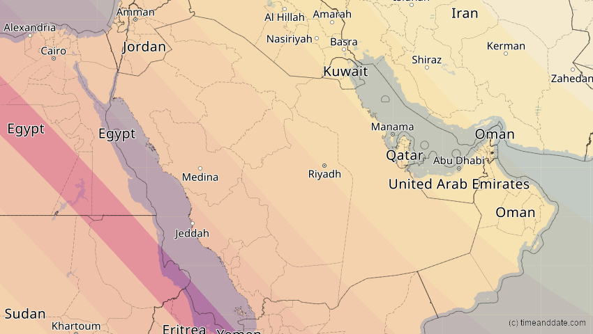 A map of Saudi-Arabien, showing the path of the 5. Nov 2059 Ringförmige Sonnenfinsternis