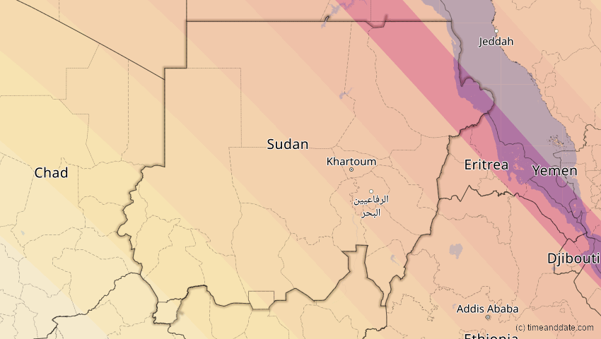 A map of Sudan, showing the path of the 5. Nov 2059 Ringförmige Sonnenfinsternis
