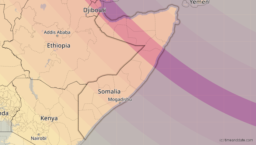 A map of Somalia, showing the path of the 5. Nov 2059 Ringförmige Sonnenfinsternis