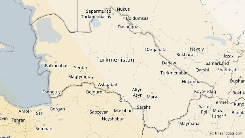 A map of Turkmenistan, showing the path of the 5. Nov 2059 Ringförmige Sonnenfinsternis