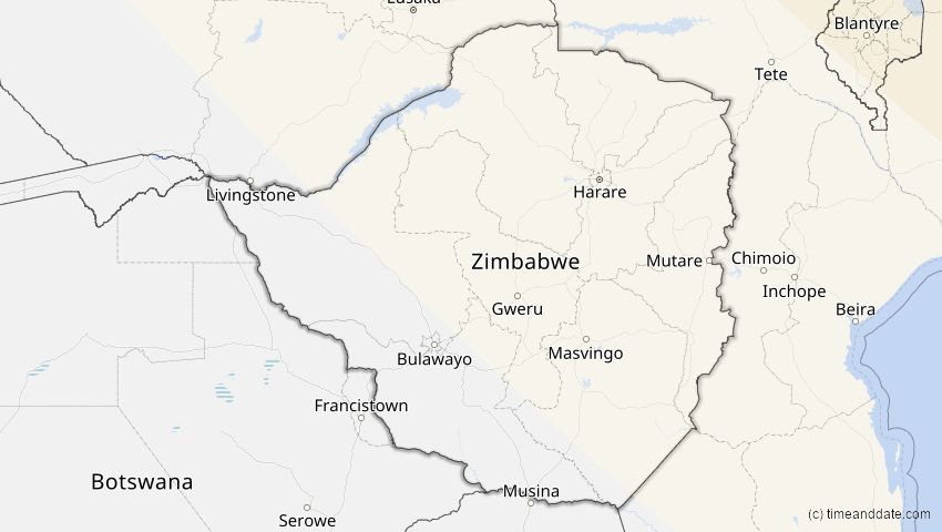 A map of Simbabwe, showing the path of the 5. Nov 2059 Ringförmige Sonnenfinsternis