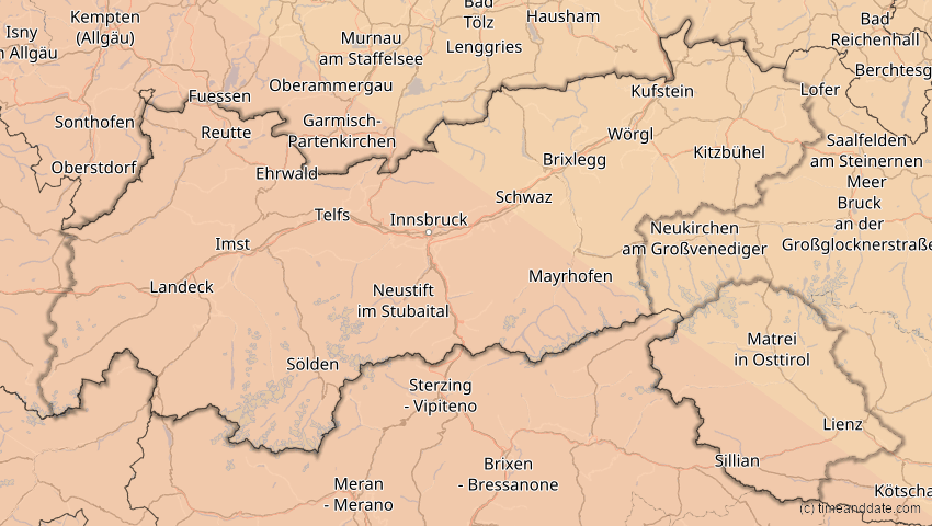 A map of Tirol, Österreich, showing the path of the 5. Nov 2059 Ringförmige Sonnenfinsternis